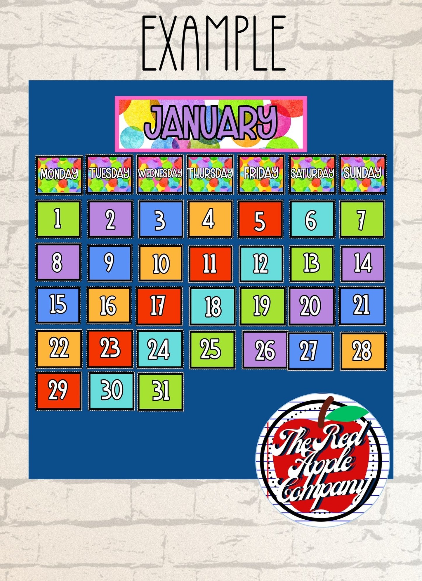 Colorful Dots Calendar for printing