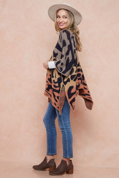 Fuzzy Eyelash Shawl Cardigan