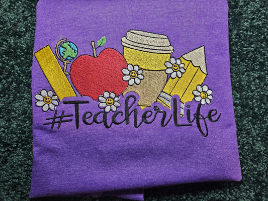 #TeacherLife embroidered