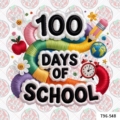 100 Days of School Faux Embroidered