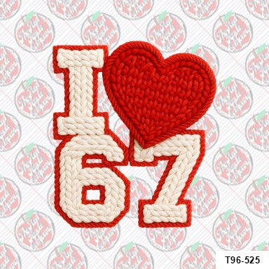 Faux Chenille I Love 6 7