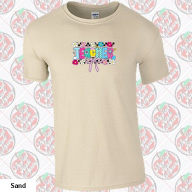 Teacher Checkered Flowers