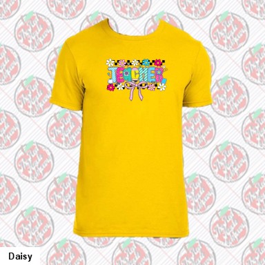 Teacher Checkered Flowers