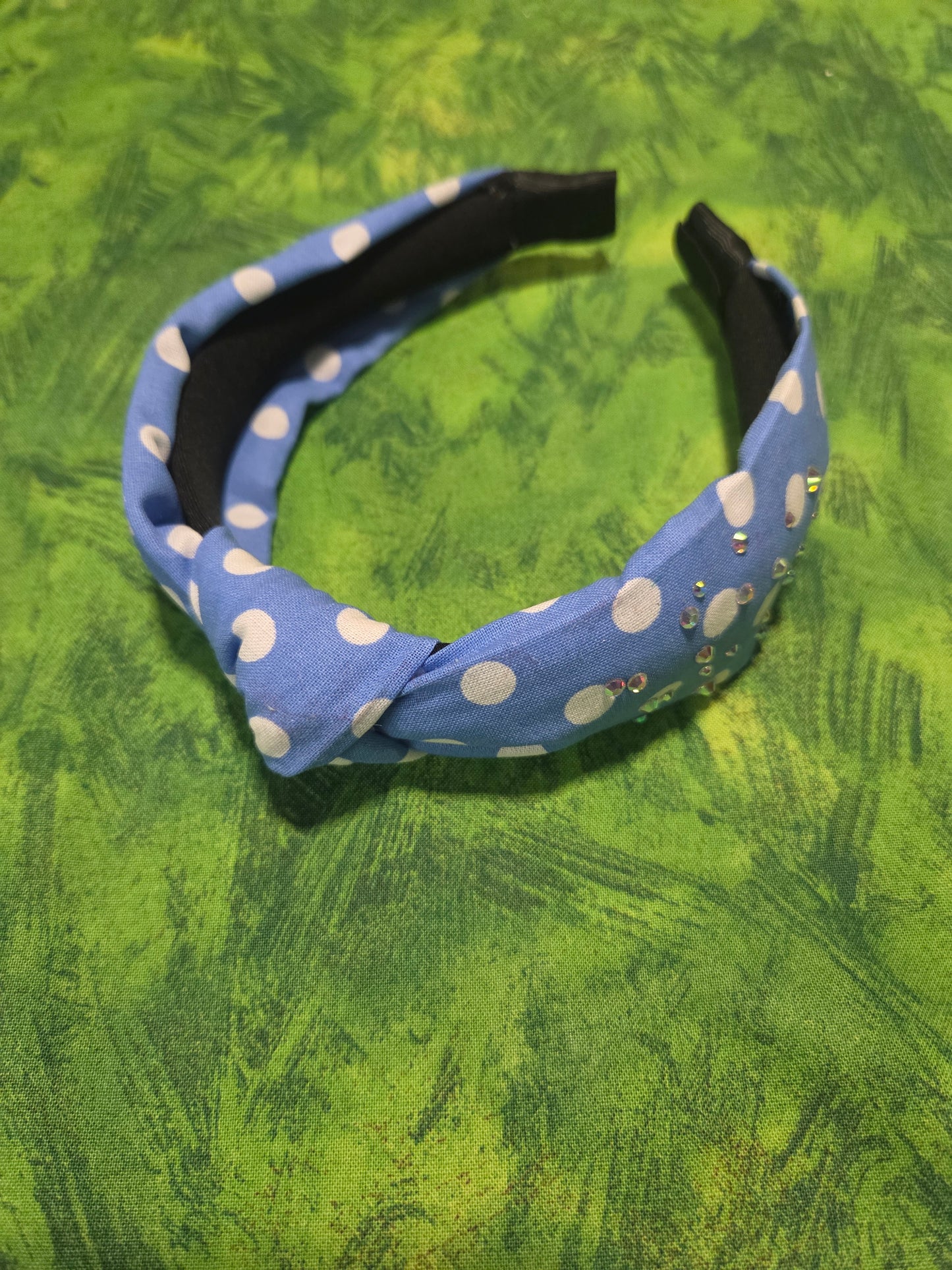 Blue and white polka dots Headband