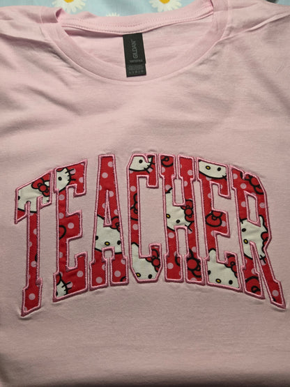 Teacher Applique Hello Kitty