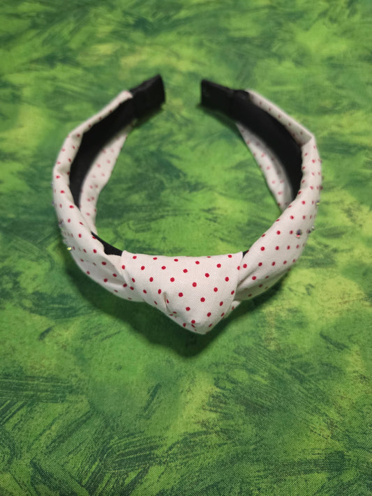 White and Red Polka Dots Headband