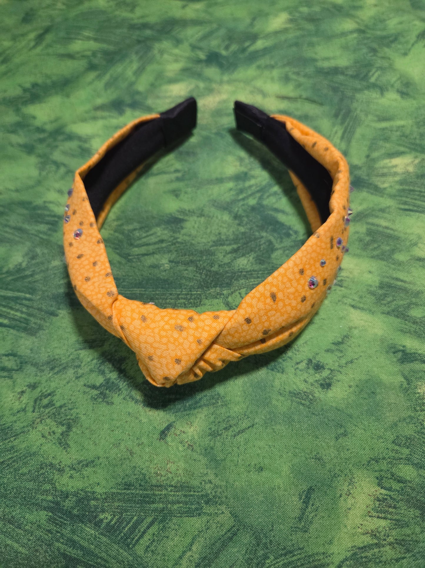 Yellow Polka Brown Dots Headband