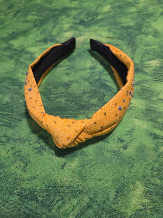 Yellow Polka Brown Dots Headband