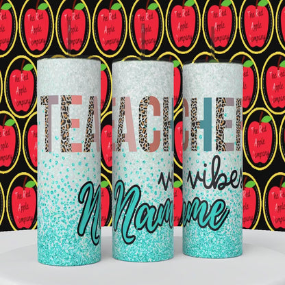 Teacher Vibes Faux Glitter Tumbler